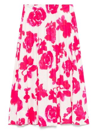Luisa Cerano Midi-rok met bloemenprint - Roze