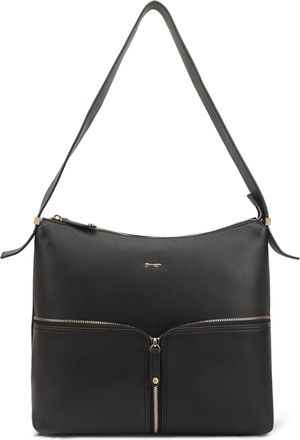 Paul Costelloe Leather Womens Designer Hobos & Shoulder Bag, Genuine Leather & Multi Pocket Handbags with 3 Colour Options,NAZAS (JET BLACK)