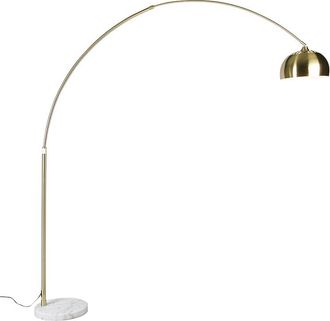 QAZQA Qazqa Moderno L&aacute;mpara De Pie Arqueada Lat&oacute;n Con Base De M&aacute;rmol Blanco Regulable - Xxl M&aacute;rmol /acero Alargada Adecuado Para Led Max. 1 X 60 Watt