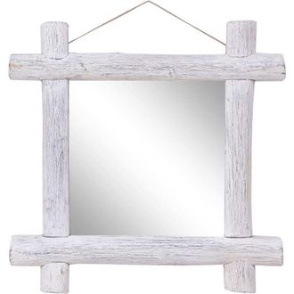 vidaXL Vidaxl - Espejo De Troncos De Madera Maciza Reciclada Blanca 70x70 Cm
