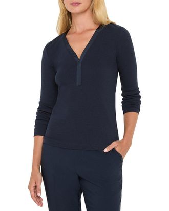 Nic+Zoe NIC & ZOE Trimmed Perfect Knit Rib V-Neck Top