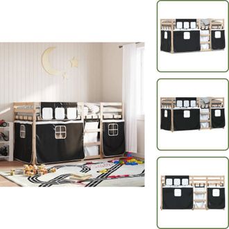 vidaXL Letto a castello con sponde di sicurezza - vidaXL Letto a Castello senza Materasso Bianco e Nero 90x190cm in Pino - Letto a castello con scala