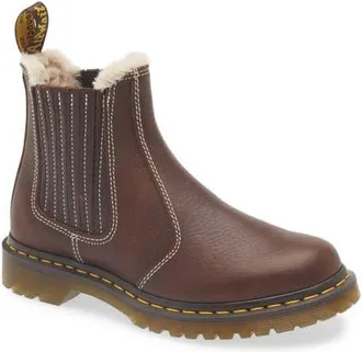 Dr. Martens 2976 Leonore II Faux Fur Lined Chelsea Boot in Dark Brown at Nordstrom, Size 10Us