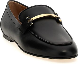 Tod's Womens Black Calfskin Slip-On Loafers