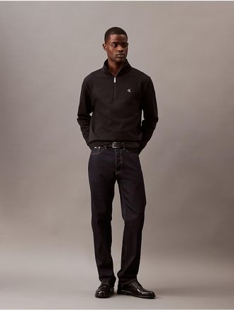 Calvin Klein Mens Archive Logo Fleece Quarter Zip Sweatshirt - Black - XL