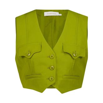 Zimmermann Luna Wool Waistcoat - female - Zimmermann - Waistcoats - Green - S - Jackets