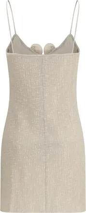 Magda Butrym Womens Sleeveless Cr&ecirc;pe Beach Mini Dress Beige