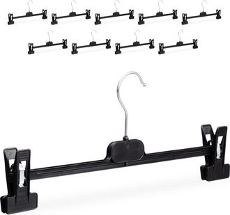 Relaxdays Relaxdays Pack 100 Perchas Pantalones Con Pinzas, Pl&aacute;stico-hierro, Negro, 14 X 36 X 3 Cm