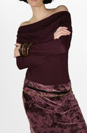 Mango Off the Shoulder Sweater in Wine at Nordstrom Rack, Size Medium