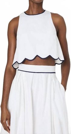 French Connection Alexis Scallop Top In White