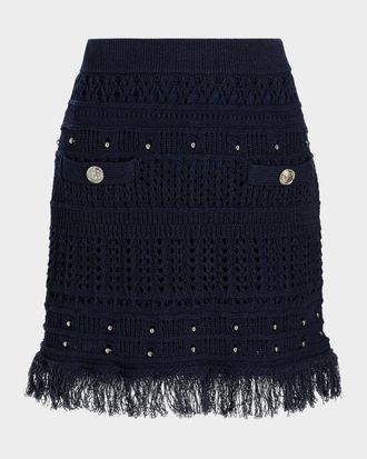 Milly Beaded Fringe Mini Skirt