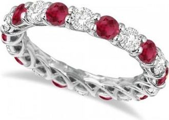 Allurez Luxury Diamond & Ruby Eternity Ring Band 14k White Gold (4.20ct)