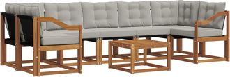 vidaXL Conjunto De Sof&aacute;s De Exterior 8 Uds. Gris Natural Y Claro Vidaxl