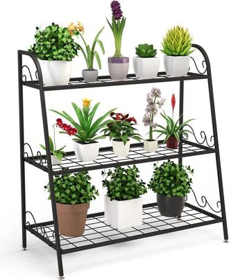 Costway Costway Estante Para Plantas 3 Niveles, Estante Multifuncional Expositivo, Porta Flores Con Pies Regulables