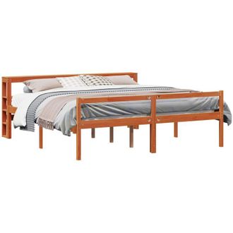 vidaXL Bed Frame with Headboard 2 pcs Wax Brown Solid Pine Wood vidaXL