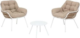 Hesperide Hesperide - Conjunto de muebles de jardín dúo Paopao de acero con tratamiento epoxi blanco - Hespéride