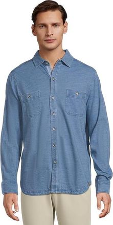 Tommy Bahama Indigo Harbor Shirt Long Sleeve Mens T Shirt Faded Indigo : 2XL, Chambray/Cotton