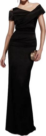 Alyce Paris Asymmetric Neck V-Back Mother Of The Bride Dress In Black