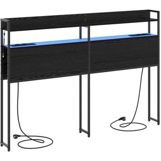 vidaXL Cabecera de almacenamiento con estante Roble negro 120 cm Vidaxl