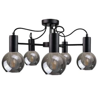 Netlighting Liv Multi Arm Semi Flush Ceiling Light Black 60cm 5x E27