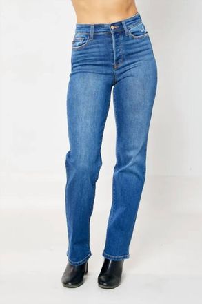 Judy Blue Womens Joni Hidden Button Fly Dad Jeans In Blue
