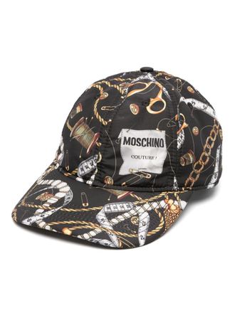 Moschino Cappello da baseball con stampa barocca - Nero