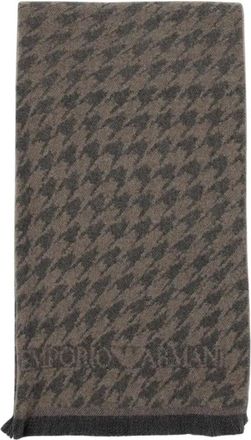 Emporio Armani Houndstooth Pattern Scarf - Dames - Wintersjaals - Beige - ONE Size - Accessoires