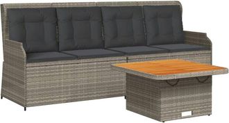 vidaXL Set De Muebles De Jard&iacute;n 3 Pzas Y Cojines Rat&aacute;n Sint&eacute;tico Gris Vidaxl