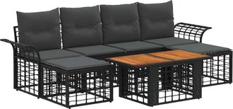 vidaXL Conjunto De Sof&aacute;s De Jard&iacute;n 7 Uds. Negro Y Gris Oscuro Vidaxl
