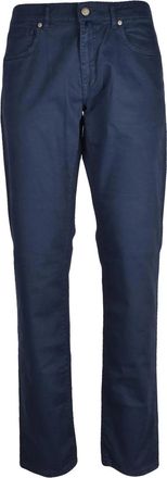 Incotex Blue Stretch Cotton Zip Regular Fit Chino Pants