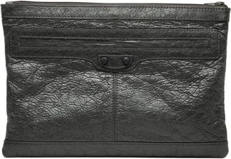 Balenciaga Pre-owned Clutches, female, Black, Size: ONE SIZE Pre-owned Vintage Leather Envelope Clutch