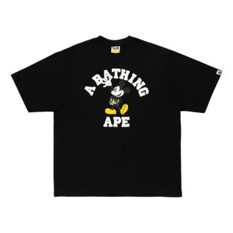 A Bathing Ape x Disney Mickey Mouse College Relaxed Fit T-Shirt Black 0ZXTEM930101Q-BLK