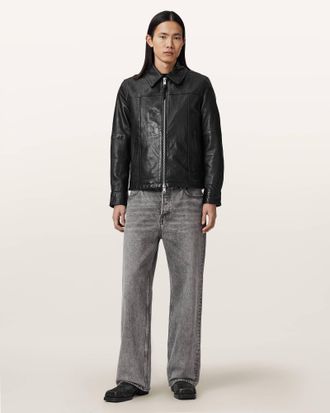 AllSaints Leather Repurpose Tailored Leather Jacket, Size: XS