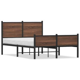 Berkfield Home Metal Bed Frame without Mattress Brown Oak 120x190 cm Small Double