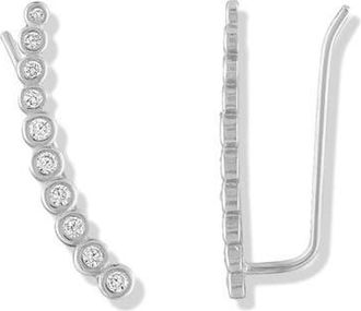BEN ONI Bezel CZ Ear Climbers in Silver at Nordstrom