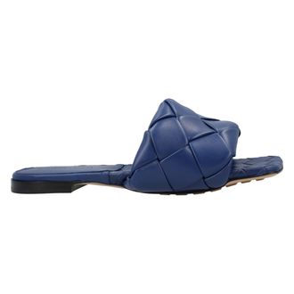 Bottega Veneta Womens Lido Flat Sandal blue Lamb Leather - Size 37.5 EU/IT