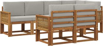 vidaXL Conjunto De Sof&aacute;s De Exterior 7 Uds. Natural Y Gris Claro Vidaxl