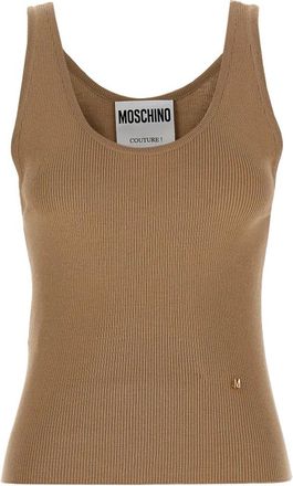 Moschino Sleeveless Tops, female, Beige, XS, Knit Tank Top