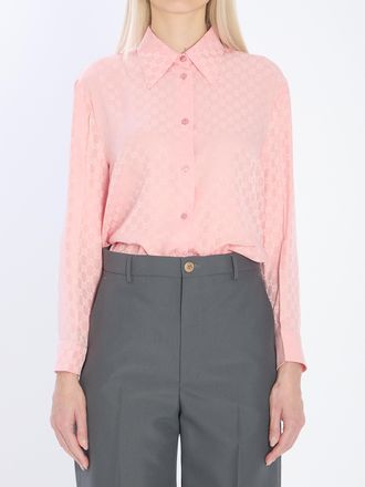 Gucci Womens Gg Jacquard Silk Shirt - Pink - Size EU 38 (Womens)