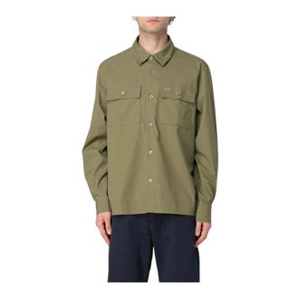 Sun 68 Light Jackets, male, Green, M, Long Sleeve Shirt with Chest Pockets
