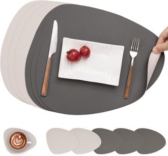 OEM Juego De Manteles Individuales Y Posavasos, Manteles Individuales Antideslizantes De Doble Cara, Manteles Individuales De Pl&aacute;stico Lavables E Impermea