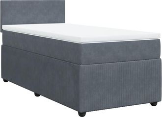 vidaXL Cama Box Spring Con Colch&oacute;n Terciopelo Gris Oscuro 100x200 Cm Vidaxl