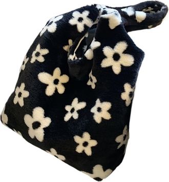 Generic Womens Plush Bags Fur Tote Bag - Soft Plush Shoulder Handbag For Women, Perfect Daily Shopping & Work(Black)