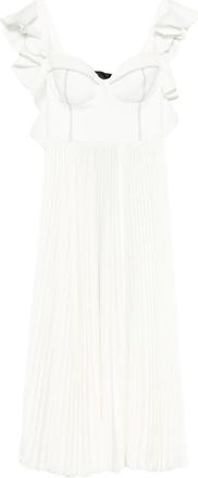 Parlor Geplooide midi-jurk met ruches - Wit