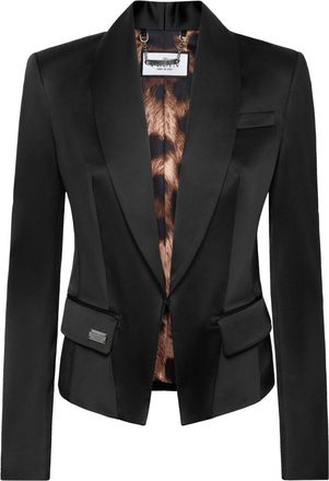Philipp Plein satin-finish single-breasted blazer - women - Elastane/Polyamide/Acetate - M - Black