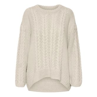 Vero Moda Sweater Womens Beige Cable-Knit Long Sleeve Oversized PALL328