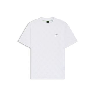 BOSS Cotton-blend T-shirt with tennis-ball jacquard