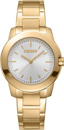 DKNY Women Watch, Gold Color Case, Silver Dial, Gold Color Metal Bracelet, 3 Hands, 5 ATM