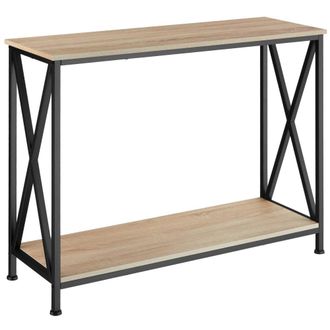 TecTake Mesa consola 100 x 35 x 80,5 cm, madera industrial clara, roble Sonoma