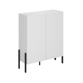 Petits Meubles Buf&eacute; alto 2 puertas paneles de melamina blanco mate y negro